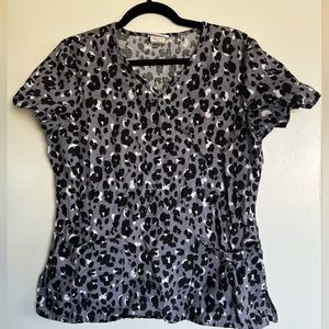 Leopard print scrub top